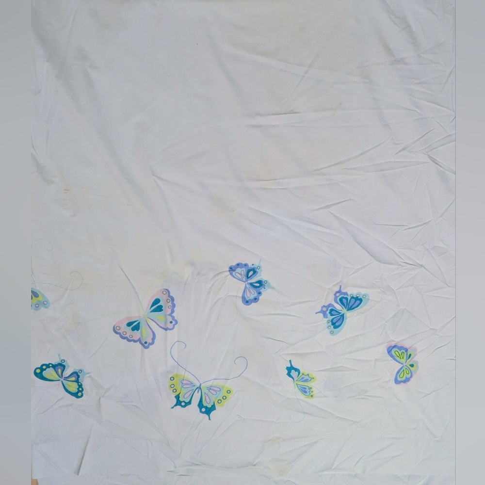 Sheet Queen Flat Only Hanae Mori Butterflies Light Blue No-Iron 90 x 115